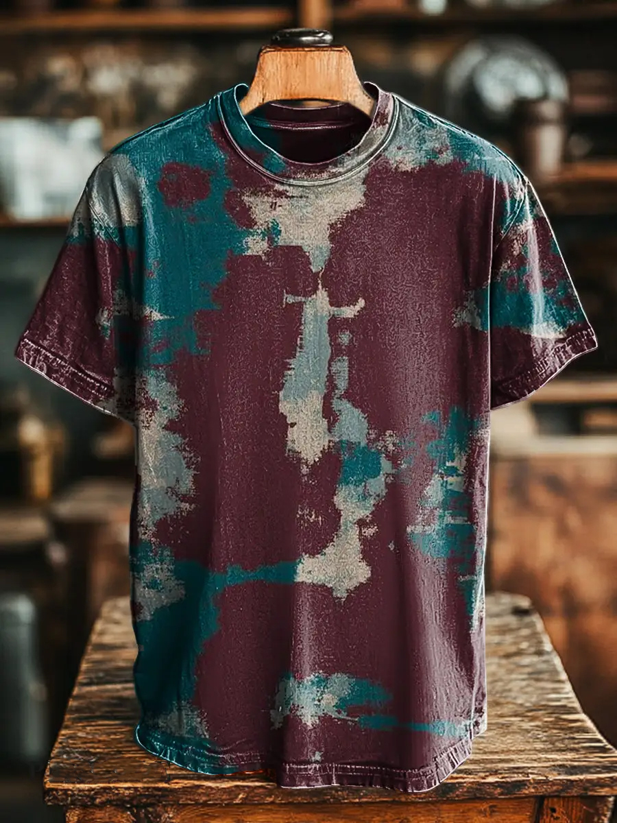Retro Abstract Color Block T-Shirt
