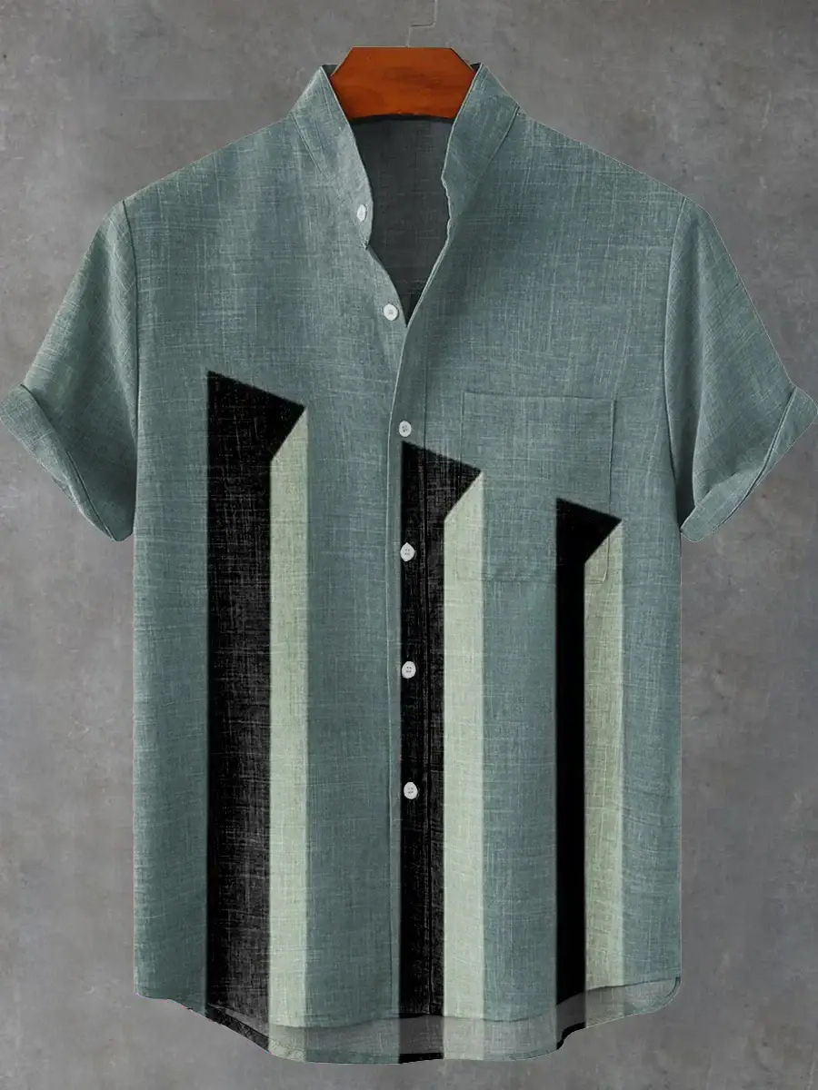 Vintage Geometric Print Short Sleeve Shirt