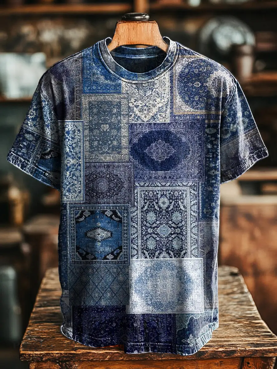 Retro Floral Geometric Print T-Shirt