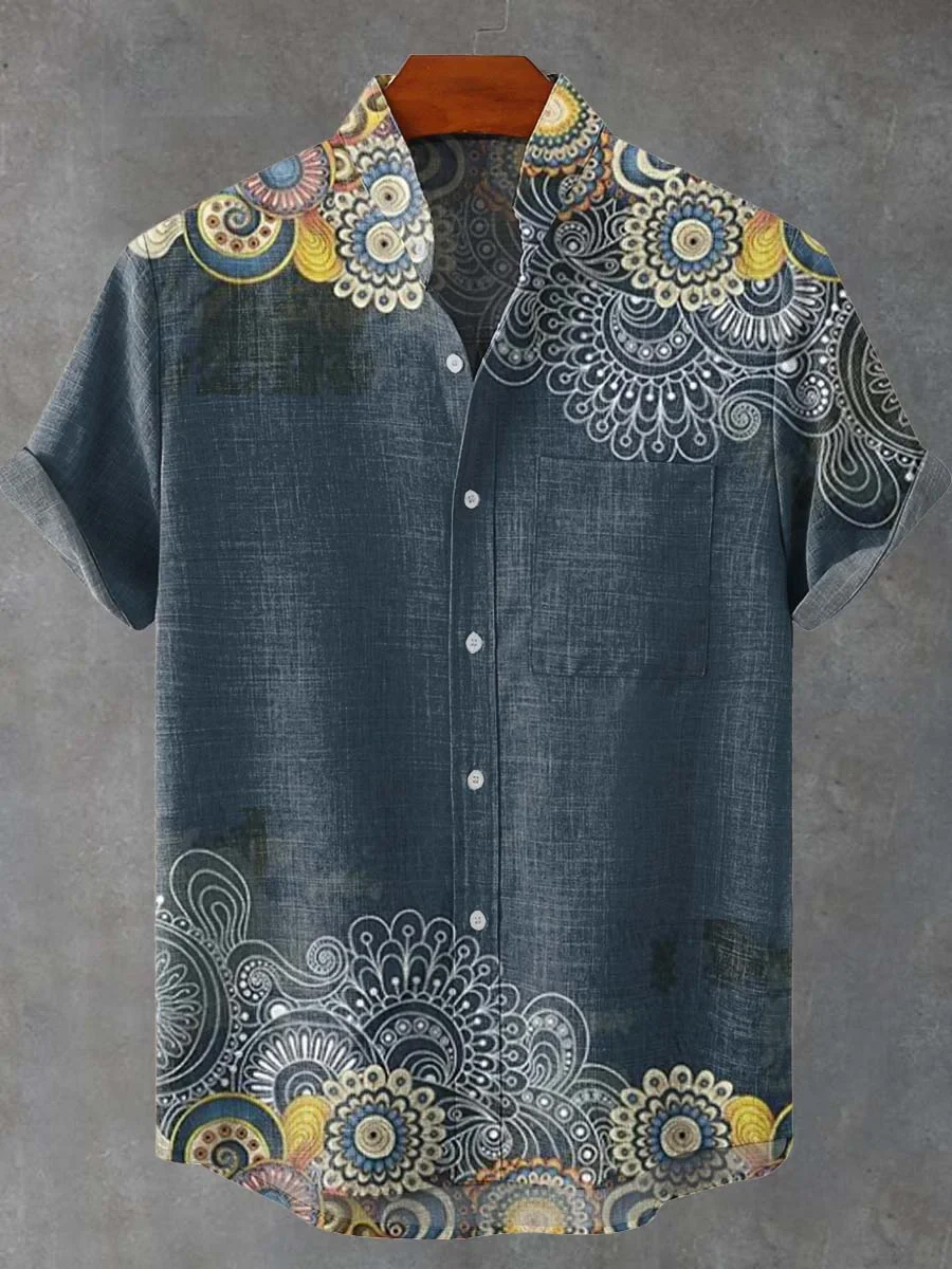 Gradient Floral Pattern Summer Casual Shirt​