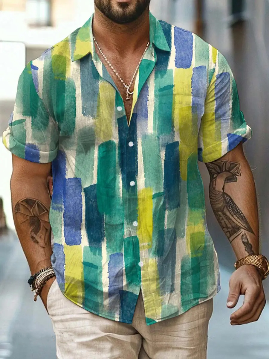 ​Retro Vintage Graffiti Print Short Sleeve Shirt