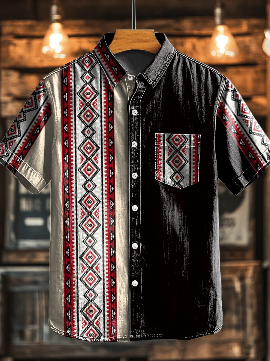 Ethnic Print Short Sleeve Shirt