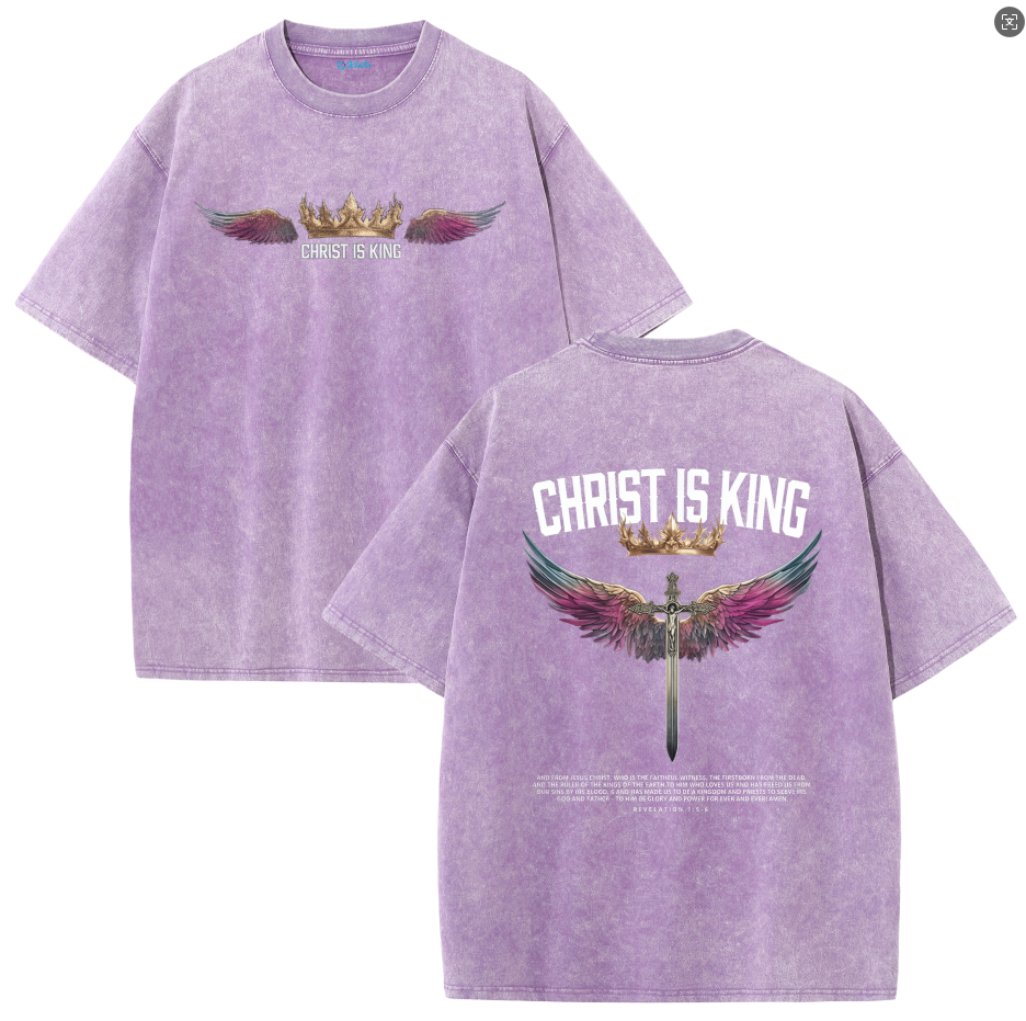 Christ Is King Shirt – Stand Strong in Faith | Vintage Washed Oversized Tee