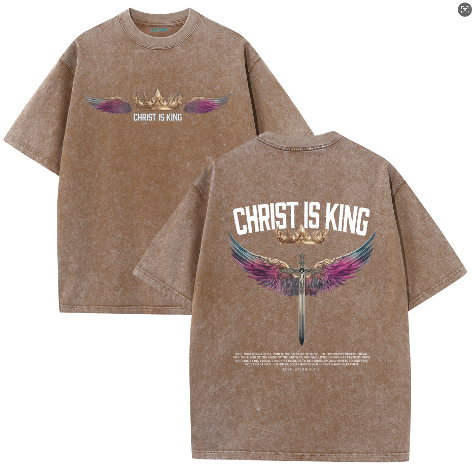 Christ Is King Shirt – Stand Strong in Faith | Vintage Washed Oversized Tee