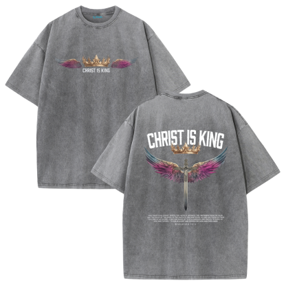 Christ Is King Shirt – Stand Strong in Faith | Vintage Washed Oversized Tee