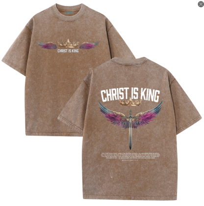 Christ Is King Shirt – Stand Strong in Faith | Vintage Washed Oversized Tee