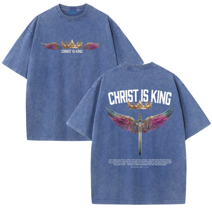 Christ Is King Shirt – Stand Strong in Faith | Vintage Washed Oversized Tee