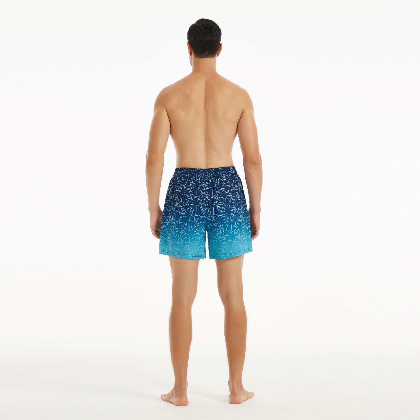 Gradient Blue Palm (Compression Lined Swim Trunk)