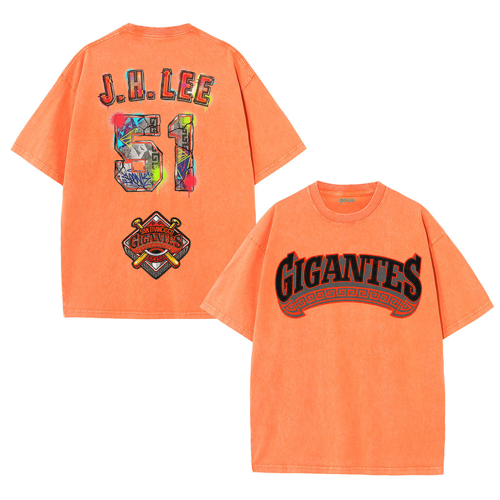 Gigantes 51 Urban Art Tee – Vintage Washed Double-Sided Graphic T-Shirt