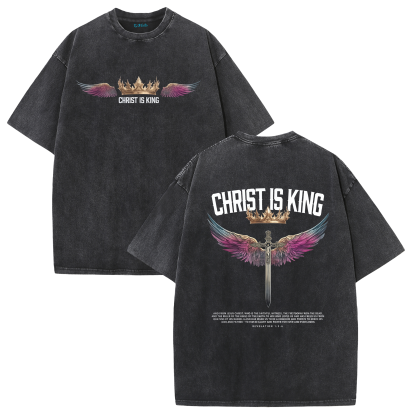 Christ Is King Shirt – Stand Strong in Faith | Vintage Washed Oversized Tee