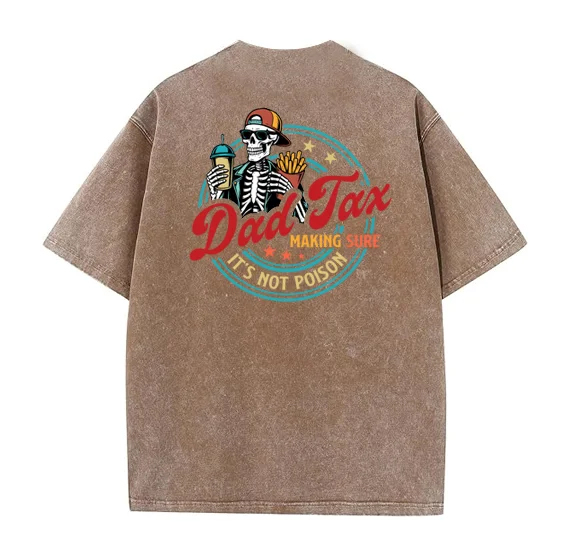 Dad Tax Washed And Distressed Pattern T-Shirt