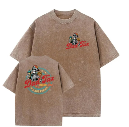 Dad Tax Washed And Distressed Pattern T-Shirt