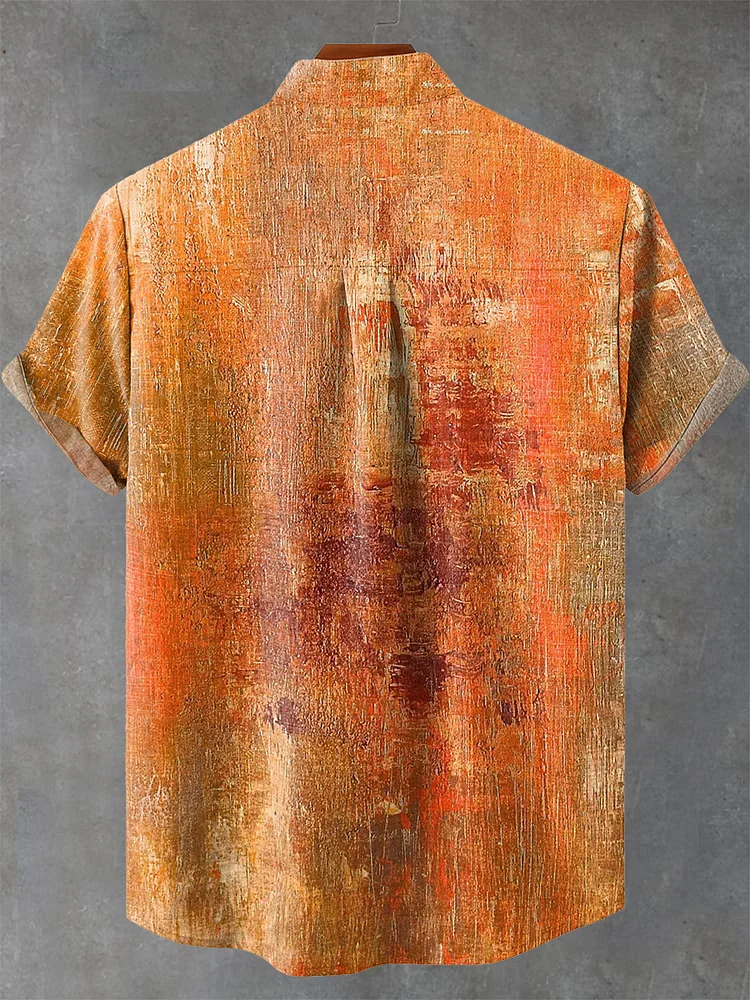 Orange and Yellow Gradient Decorative Pattern Casual Shirt