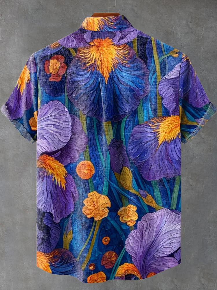 Purple Flower Decorative Pattern Casual Shirt