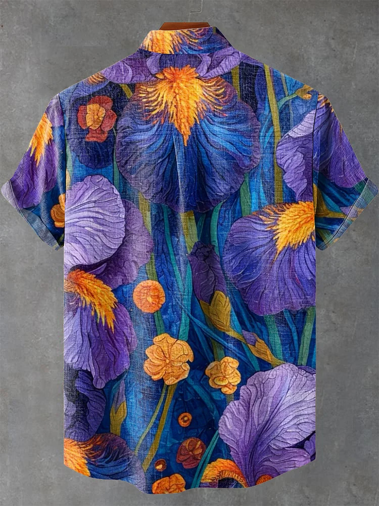 Purple Flower Decorative Pattern Casual Shirt