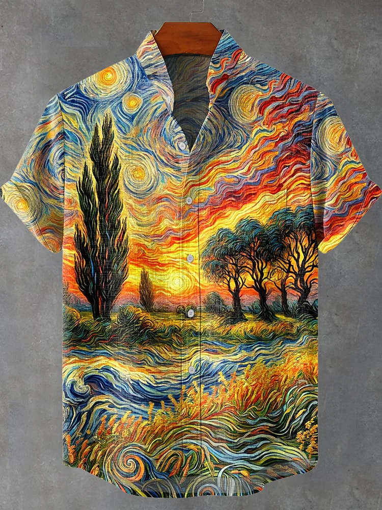 Starry Sky Art Vintage Print Casual Shirt