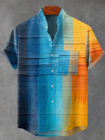 Vintage Oil Painting Line Art Print Casual Shirt