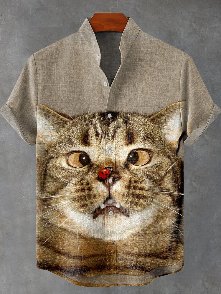 Cute Cat Art Print Casual Shirt