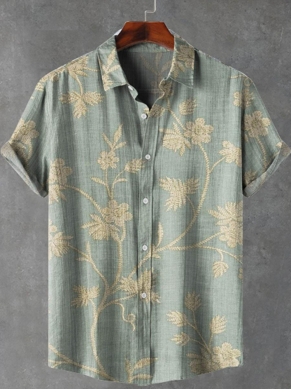 Casual Vintage Floral Pattern Shirt