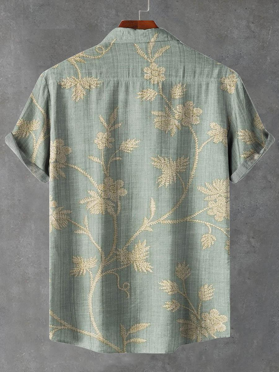 Casual Vintage Floral Pattern Shirt