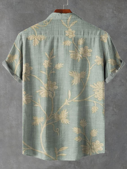 Casual Vintage Floral Pattern Shirt