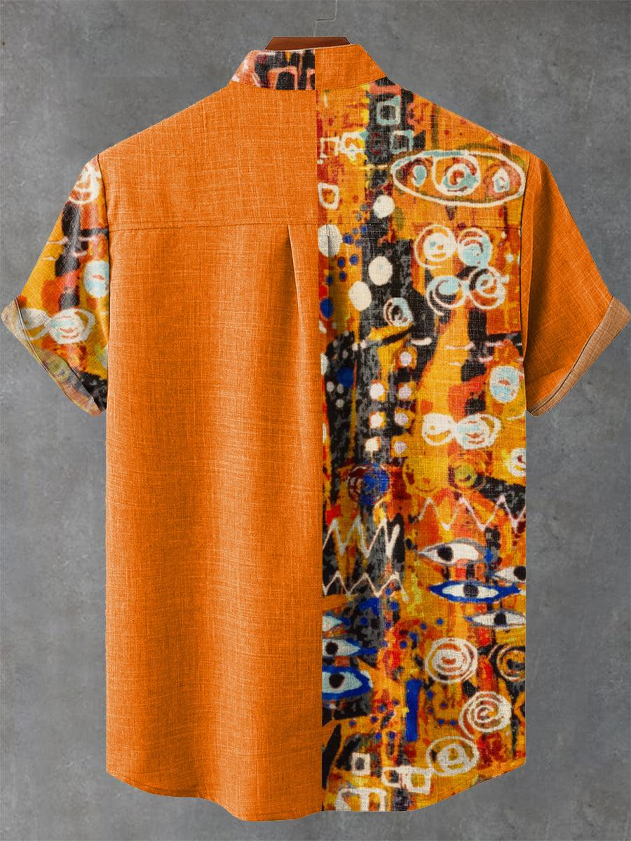 Men's Ethnic Tribal Print Short Sleeve Shirt