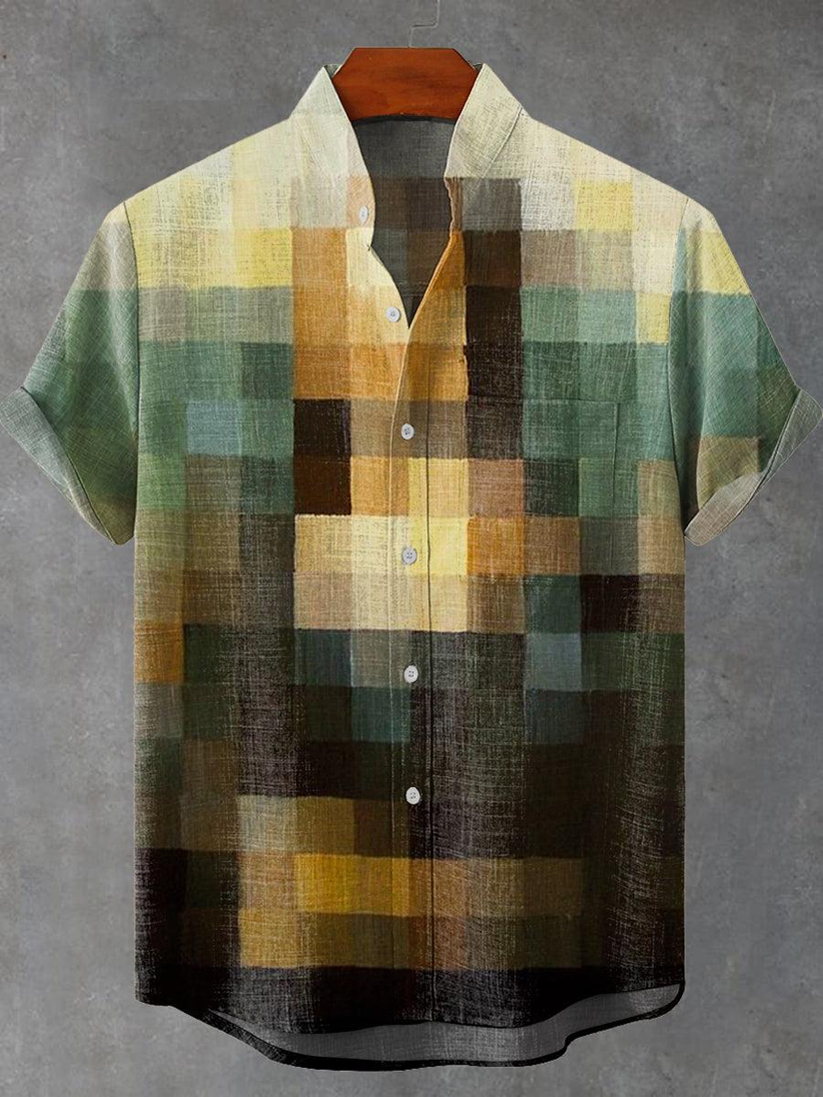 Artistic Mosaic Print Casual Shirt