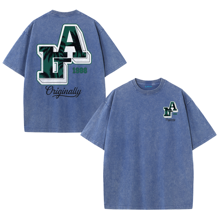 LA Back Print Vintage Washed T-Shirt – Y2K Cotton Streetwear Graphic Tee