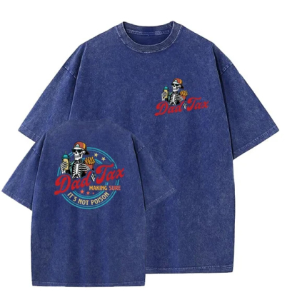 Dad Tax Washed And Distressed Pattern T-Shirt