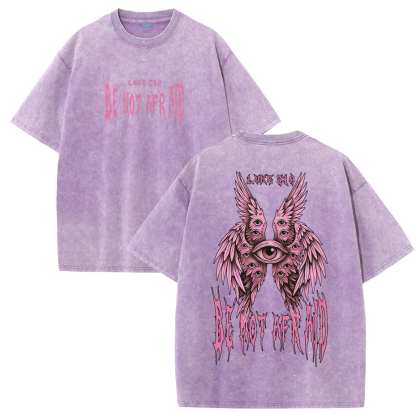 Fear Not Seraphim Vintage Washed T-Shirt – Six-Wing Angel Faith Graphic Oversized Tee