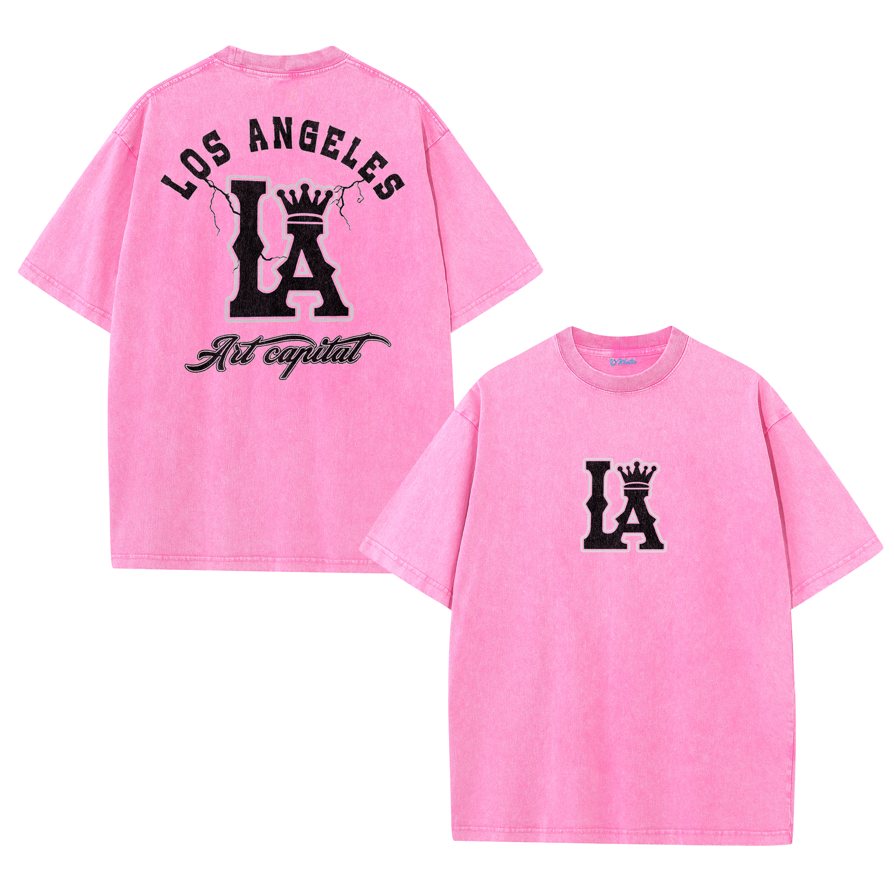 LA Letter Graphic Vintage Washed T-Shirt – Los Angeles Streetwear Unisex Tee
