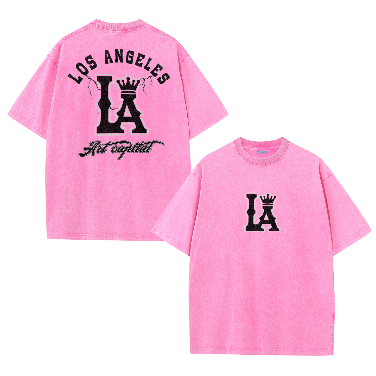 LA Letter Graphic Vintage Washed T-Shirt – Los Angeles Streetwear Unisex Tee