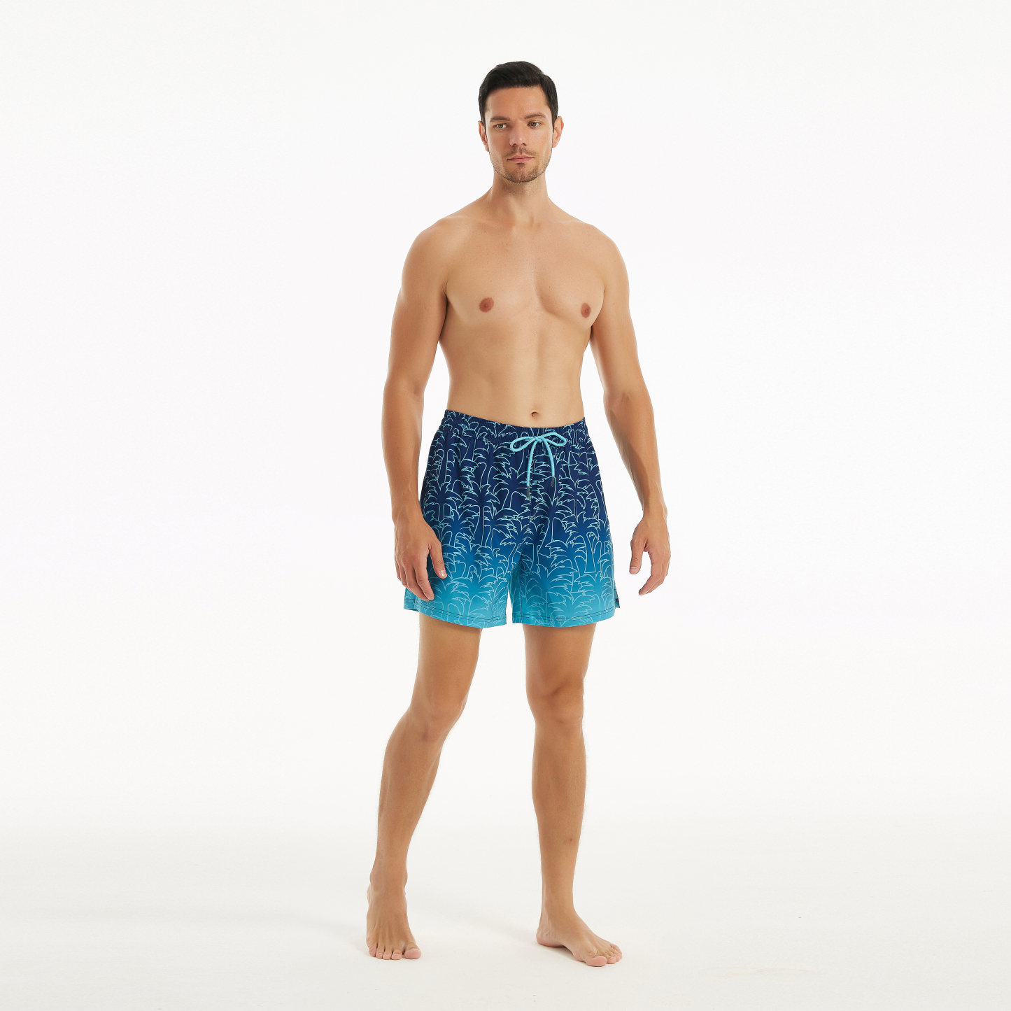 Gradient Blue Palm (Compression Lined Swim Trunk)