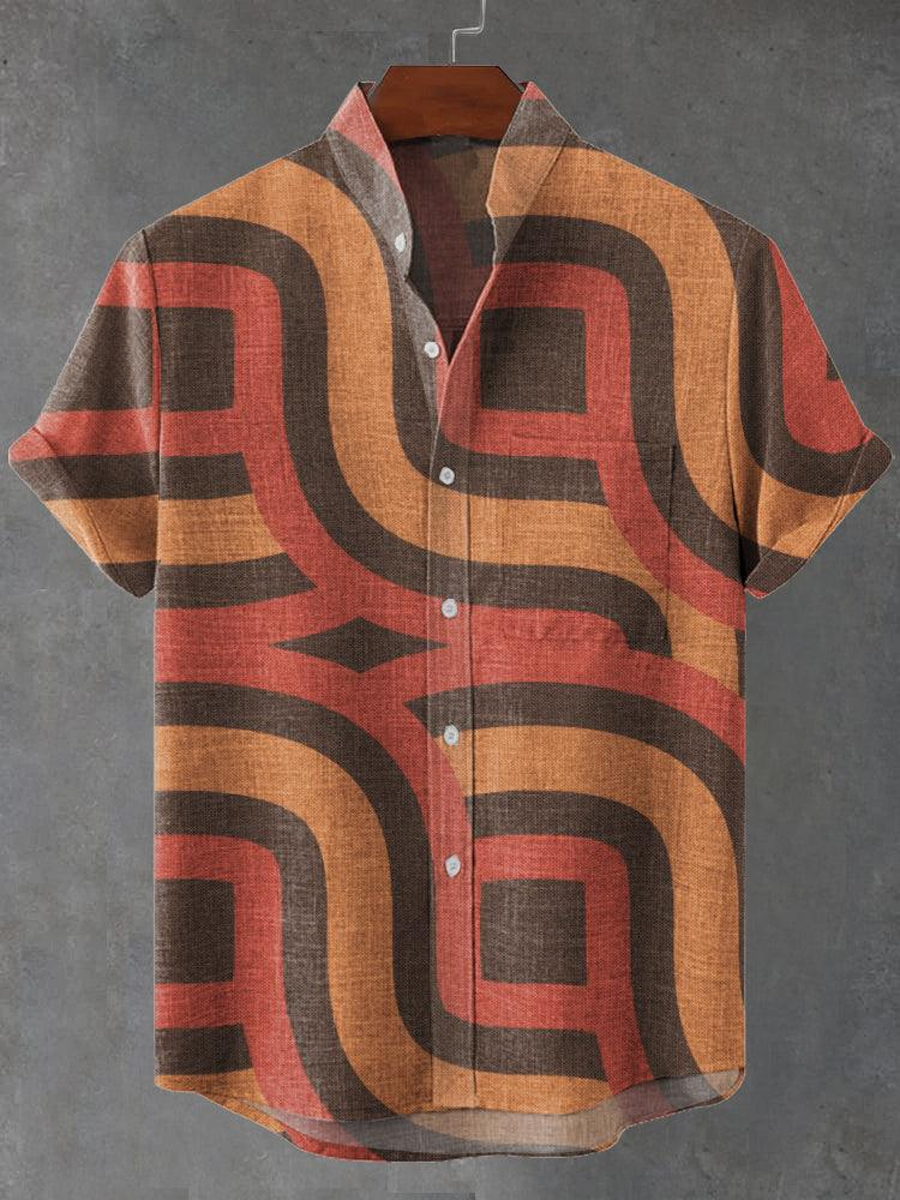 Casual Retro 70s Color Block Shirt