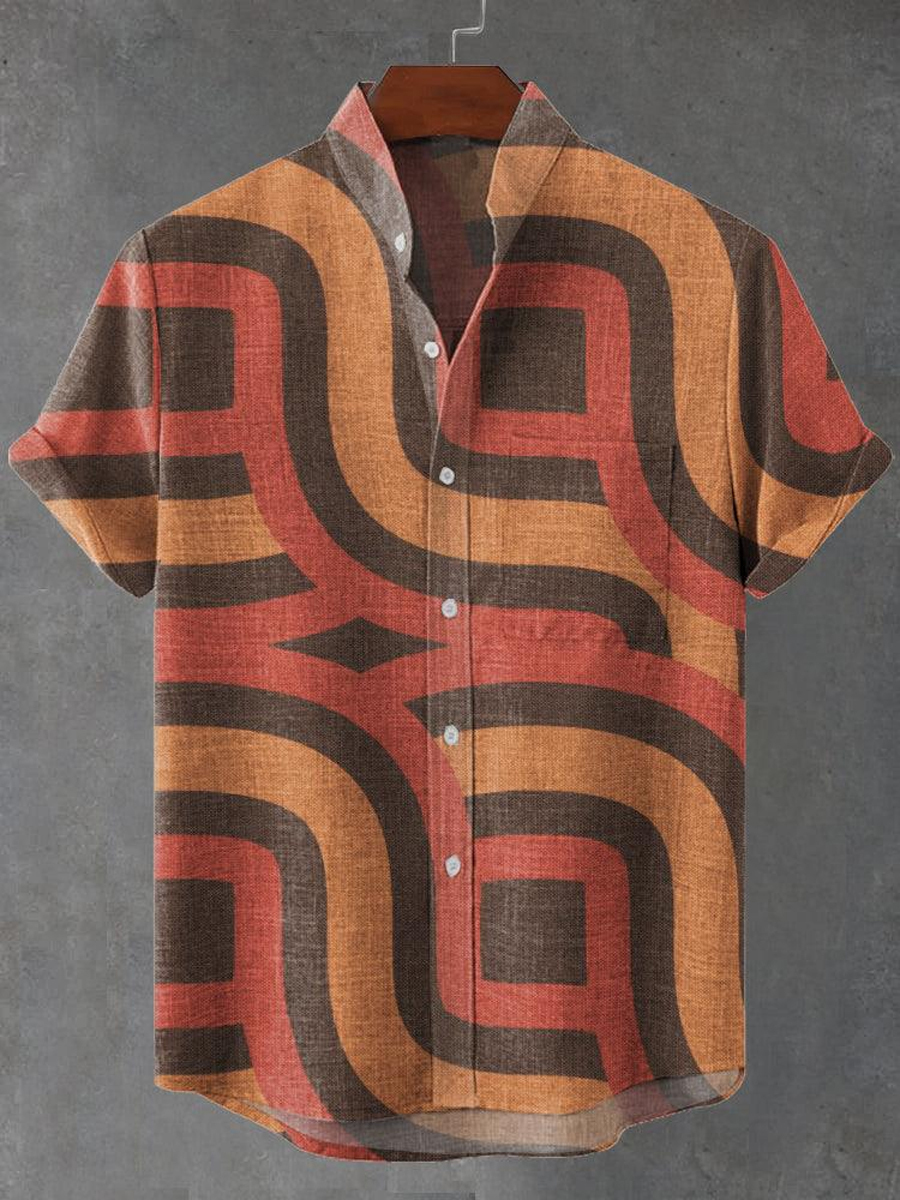 Casual Retro 70s Color Block Shirt