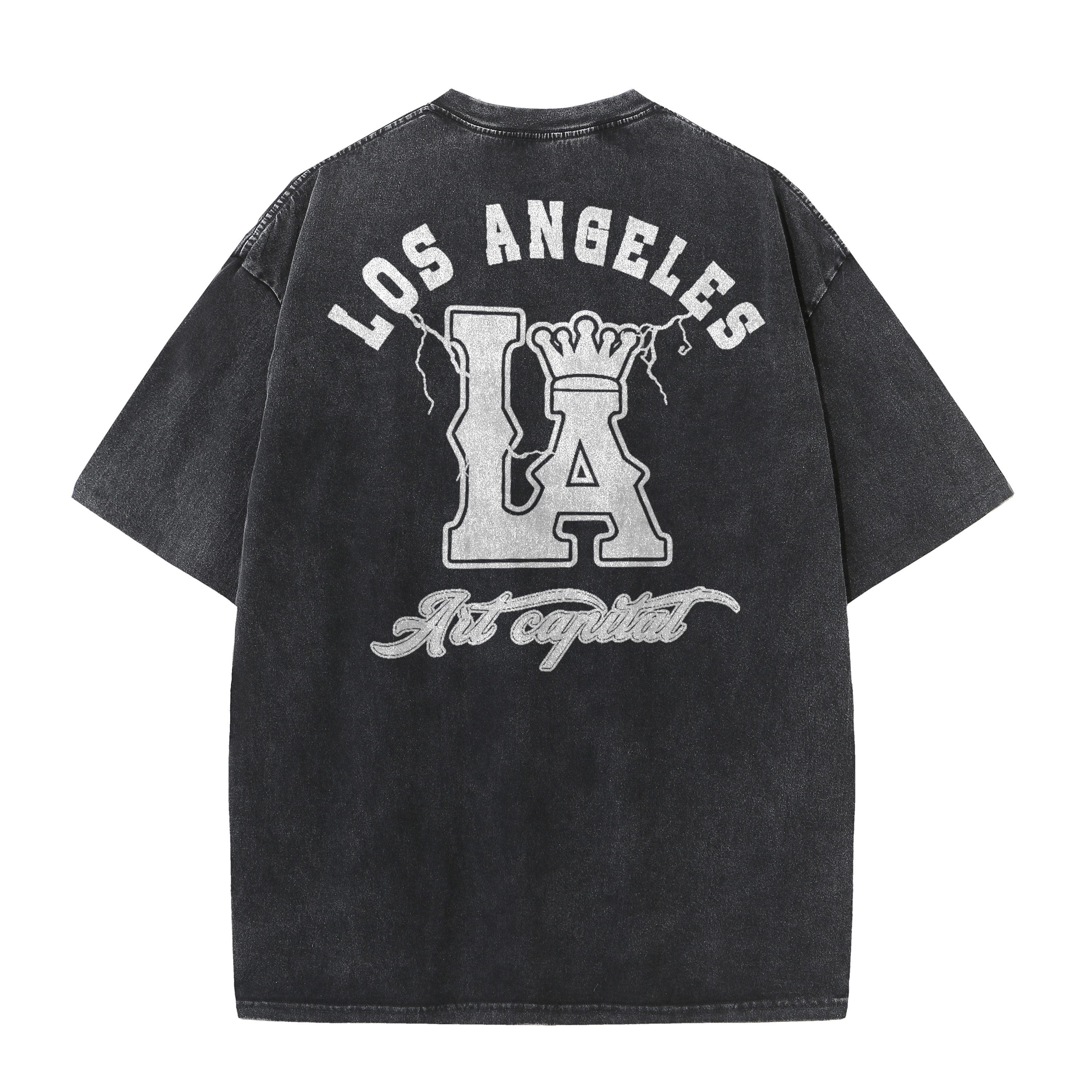LA Letter Graphic Vintage Washed T-Shirt – Los Angeles Streetwear Unisex Tee