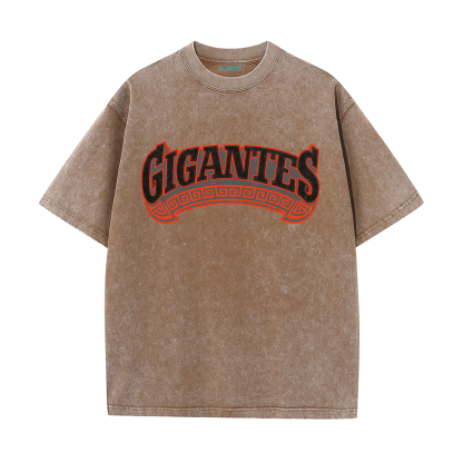Gigantes 51 Urban Art Tee – Vintage Washed Double-Sided Graphic T-Shirt
