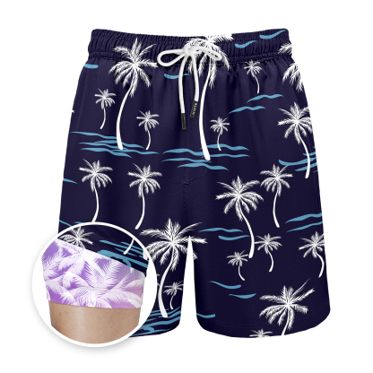 Coconut Palm Tree-purple (Compression Lined Swim Trunks)
