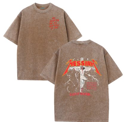 Jesus Messiah Cross Vintage Washed T-Shirt – Distressed Faith Graphic Oversized Tee