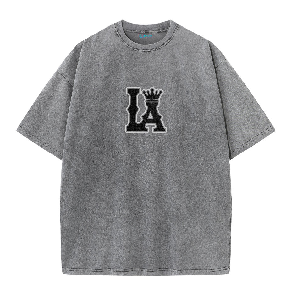 LA Letter Graphic Vintage Washed T-Shirt – Los Angeles Streetwear Unisex Tee