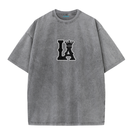 LA Letter Graphic Vintage Washed T-Shirt – Los Angeles Streetwear Unisex Tee