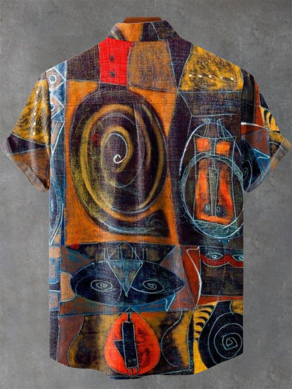 Casual African Inspired Geometric Print Shirt