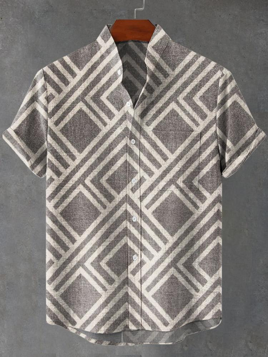 Breathable Short Sleeve Shirt with Artistic Print