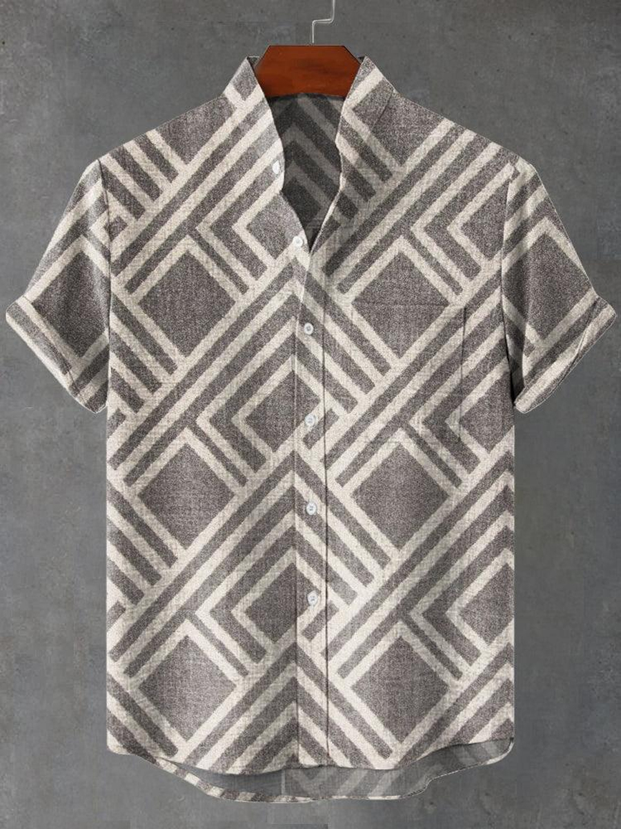 Breathable Short Sleeve Shirt with Artistic Print