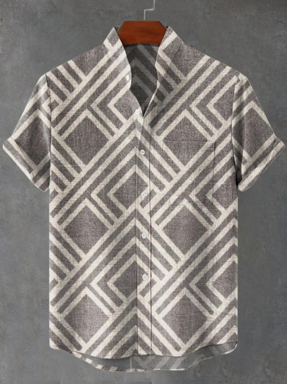 Breathable Short Sleeve Shirt with Artistic Print