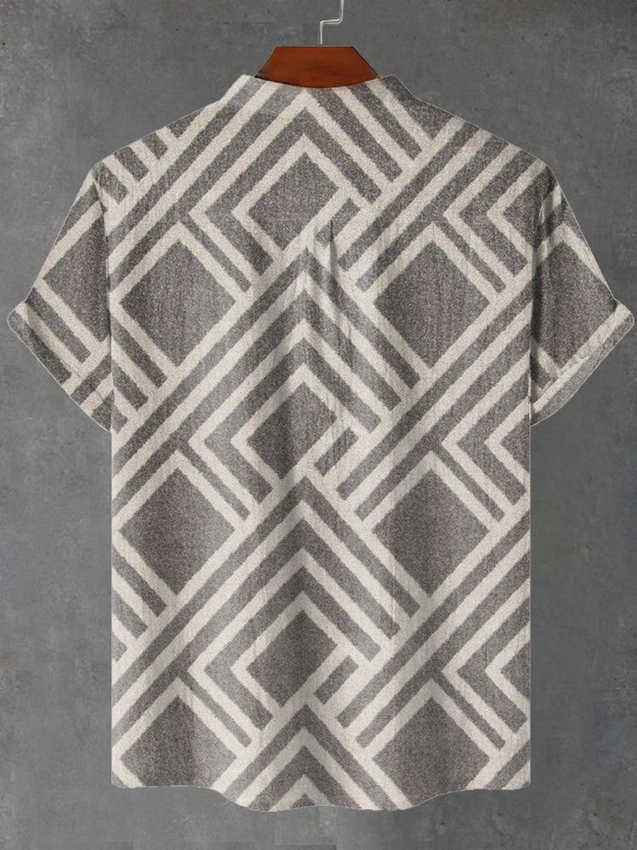 Breathable Short Sleeve Shirt with Artistic Print