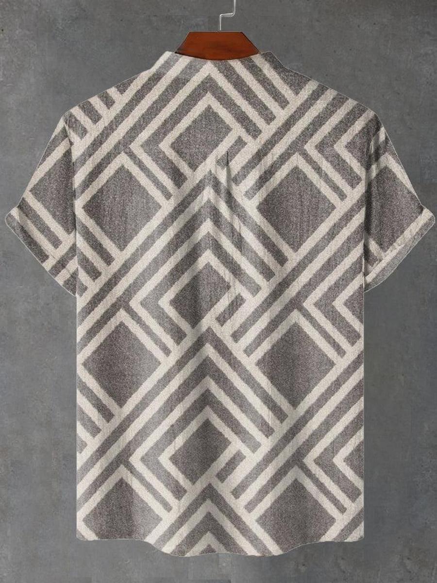 Breathable Short Sleeve Shirt with Artistic Print