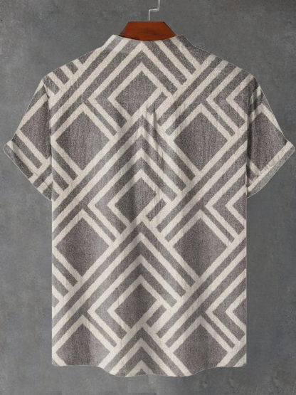 Breathable Short Sleeve Shirt with Artistic Print