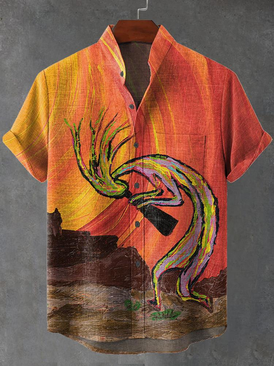 ​​Men's Kokopelli Tribal Print Short Sleeve Shirt