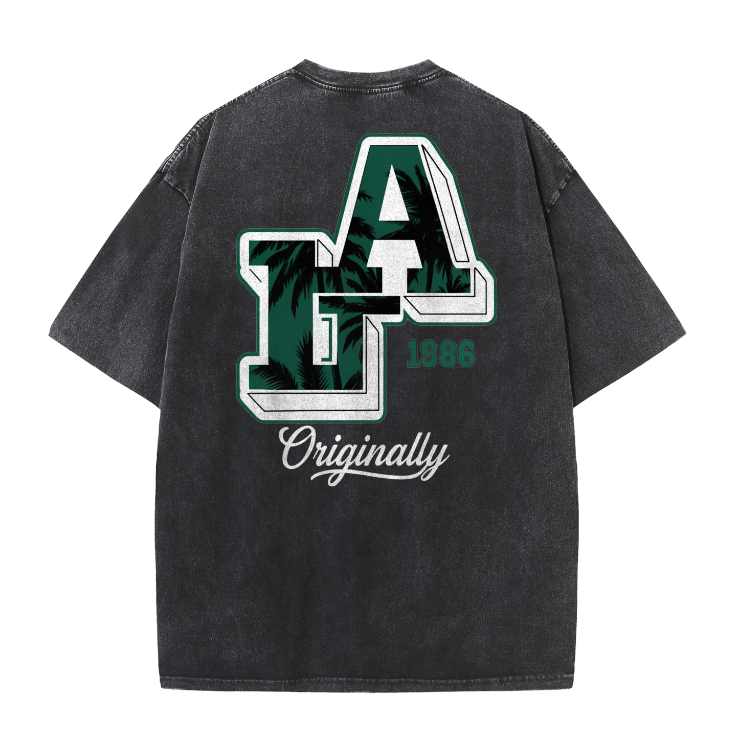 LA Back Print Vintage Washed T-Shirt – Y2K Cotton Streetwear Graphic Tee